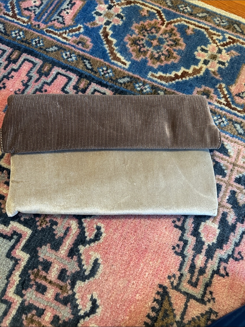 Anthropologie Brown and Taupe Foldover Clutch